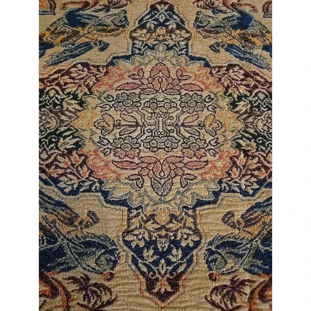 Vtg‎ Silk Woven Tapestry Arabian Horse Rider Tablecloth Bedspread Coverlet